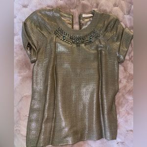 MATTHEW WILLIAMSON Gold & Pale Brown Metallic Top
